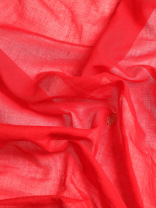 Red Handloom Zari Border Jamdani Cotton Saree