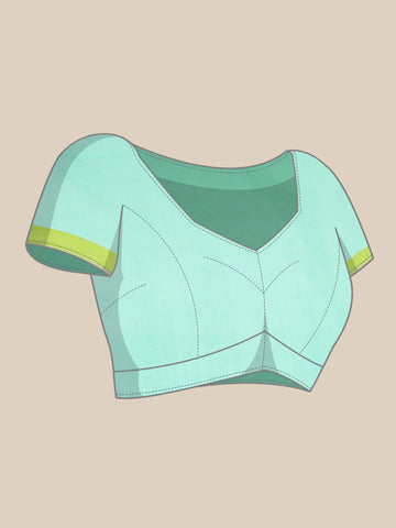 Sea Green Cotton Saree with blouse piece