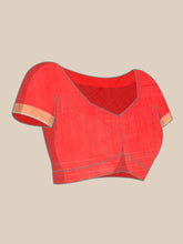 Load image into Gallery viewer, Red Handloom Zari Border Jamdani Cotton Saree