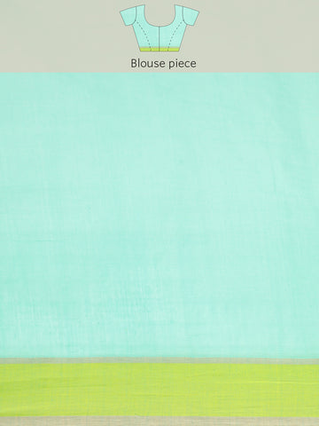 Sea Green Cotton Saree with blouse piece