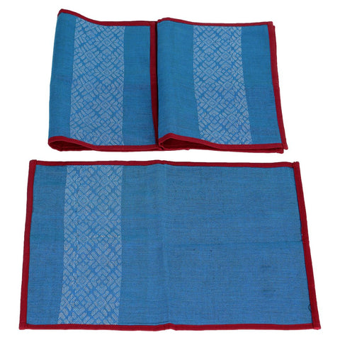 Blue Red Axomiya  Cotton Table Mats- 3 Pack