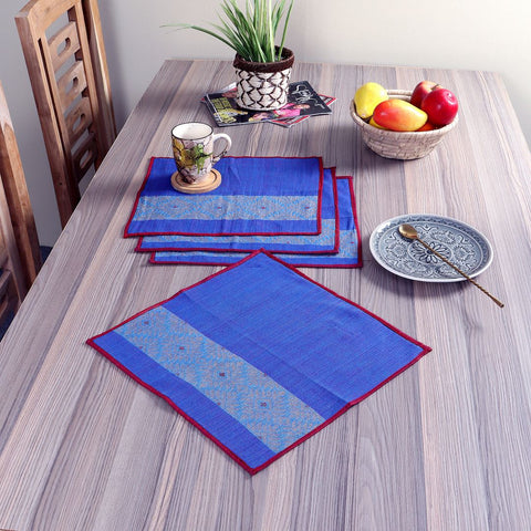 Blue Gold Axomiya Cotton Table Mats- 4 Pack
