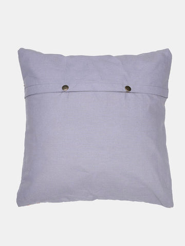 Grey Cream Kantha Silk Reversible Cushion Cover - Pack of 1