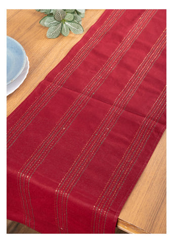 Maroon Zari Kantha Stitch Cotton dining Table Runner