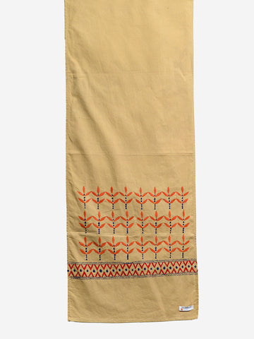 Beige Orange  Kantha Cotton dining Table Runner
