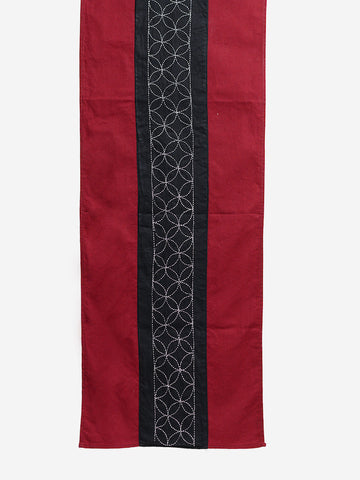 Maroon Black Kantha Cotton dining Table Runner