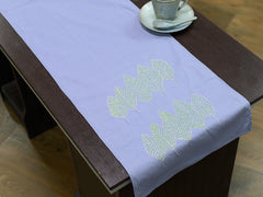 Grey Hand Kantha embroidered Cotton dining Table Runner