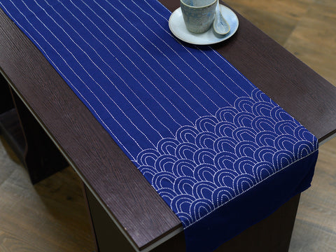 Navy Kantha Cotton dining Table Runner