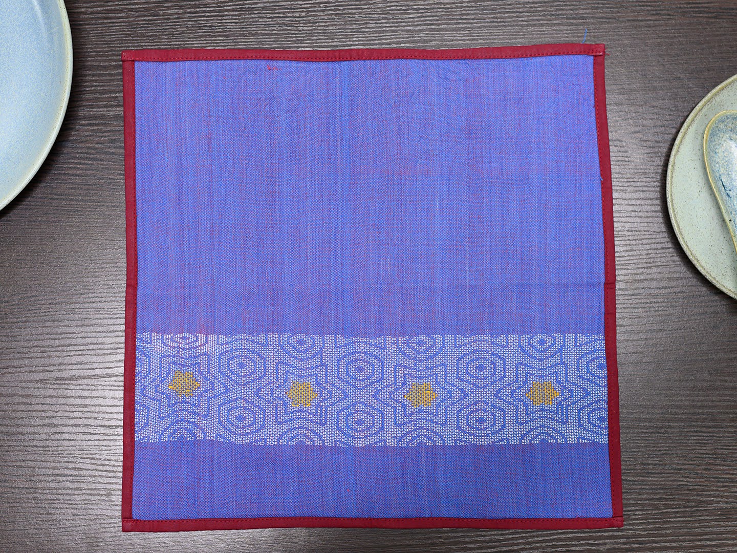 Blue Yellow Handwoven Cotton Table Mats- 4Pack