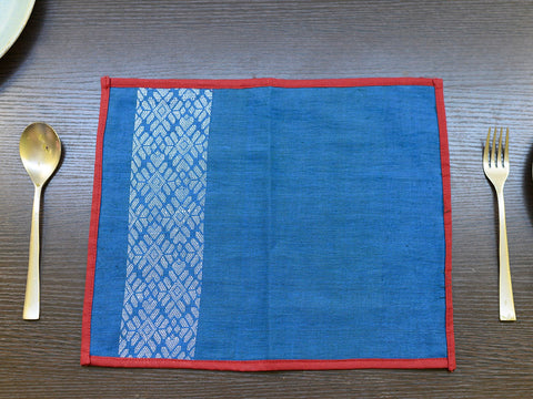 Blue Red Axomiya  Cotton Table Mats- 3 Pack