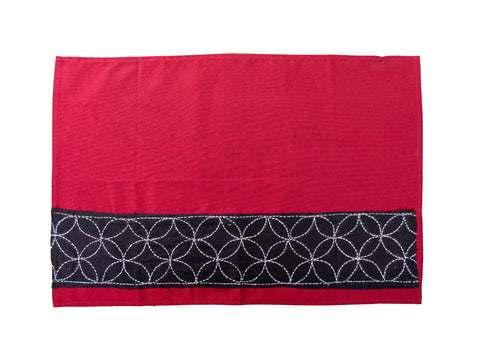 Maroon Black Kantha Cotton Table mat- set of 4