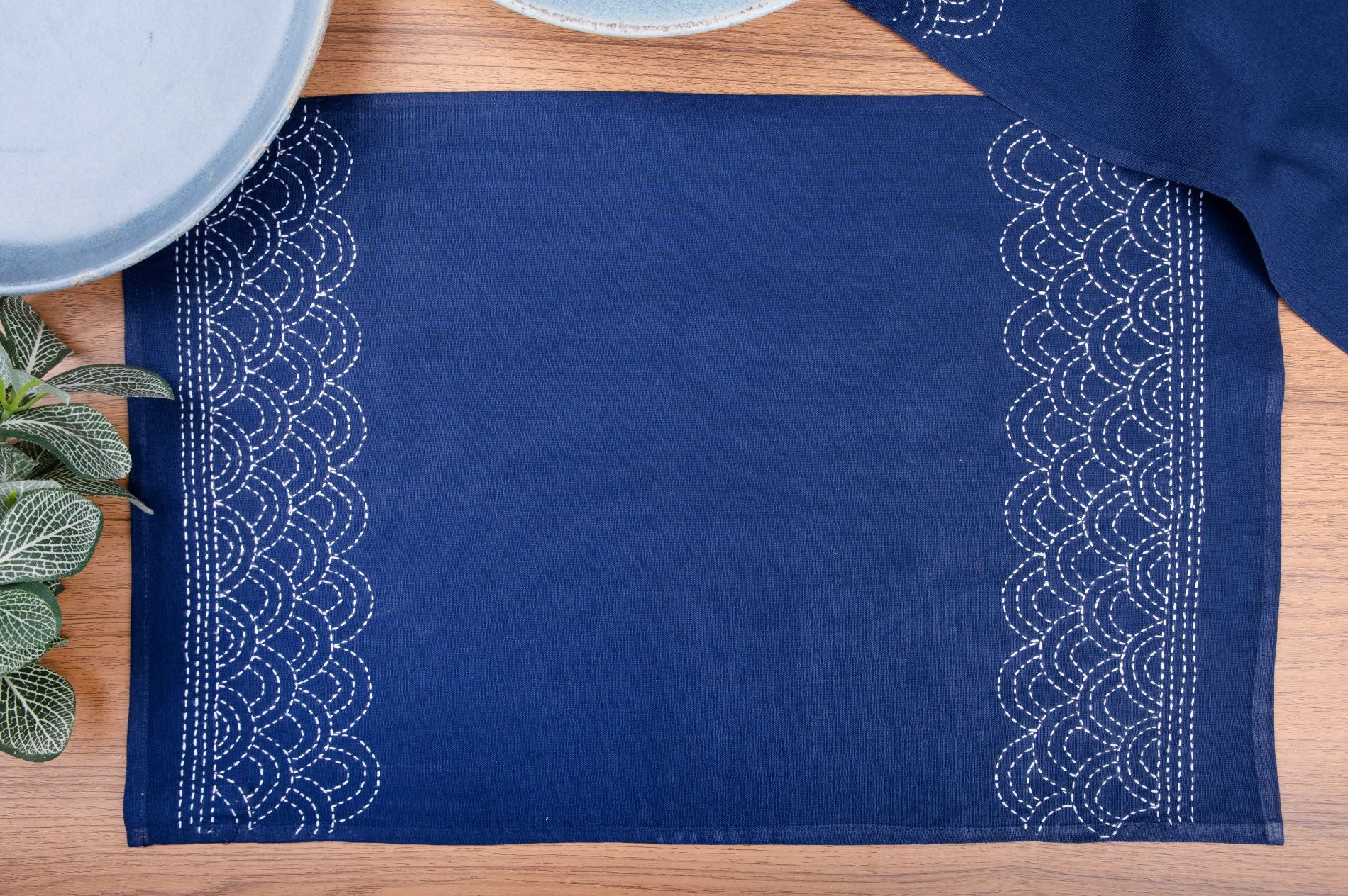 Navy  Kantha Cotton Table Mats- 4Pack