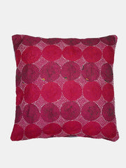 Pink Brown  Kantha Silk Reversible Cushion Cover - Pack of 1