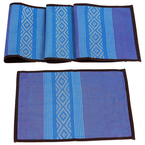 Purple White Cotton Table Mats- 4Pack