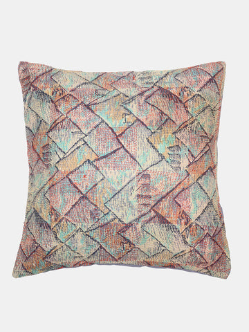 Green Grey  Kantha Silk Reversible Cushion Cover - Pack of 1