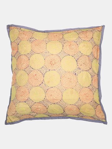 Cream Rust Kantha  Silk Reversible Cushion Cover - Pack of 1