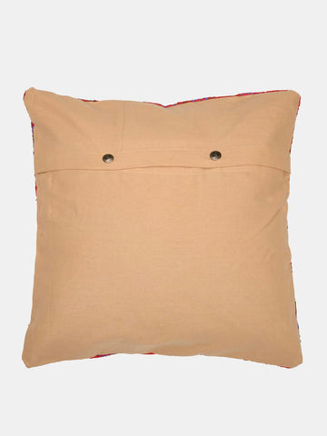 Brown Printed Rust Silk Hand Kantha stitch embroidered Reversible Cushion Cover- Pack of 1