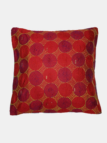 Cream Grey  Kantha Silk Reversible Cushion Cover - Pack of 1