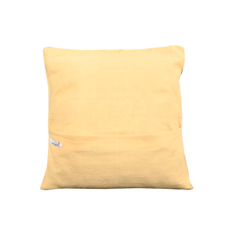 Peach Yellow Cotton Cushion Cover with pompoms - Pack of 1