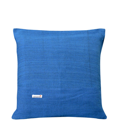 Blue White Cotton Cushion Cover- 16x16 - Pack of 1