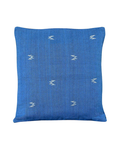 Blue White Cotton Cushion Cover- 16x16 - Pack of 1