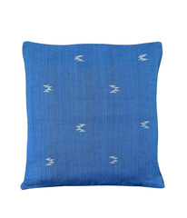 Blue White Cotton Cushion Cover- 16x16 - Pack of 1