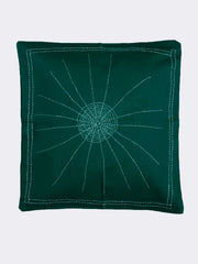Green Handcrafted Kantha Web Cushion Cover - Arteastri