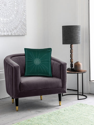 Green Handcrafted Kantha Web Cushion Cover - Arteastri