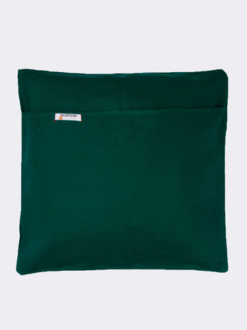 Green Handcrafted Kantha Web Cushion Cover - Arteastri