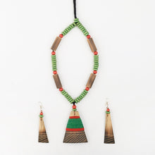 Load image into Gallery viewer, Green Red Bamboo Tribal Jewellery Set JEWELLERY Arteastri 