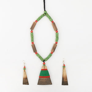 Green Red Bamboo Tribal Jewellery Set JEWELLERY Arteastri 