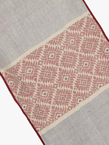 Grey Maroon Dhuniya Handloom Cotton Table Runner Runners Arteastri 