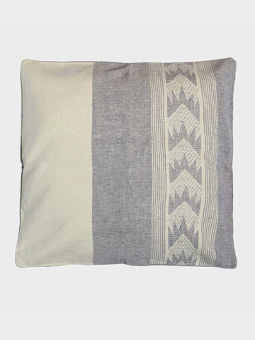 Handcrafted Ivory Grey Cotton Cushion Cover - Arteastri