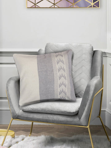 Handcrafted Ivory Grey Cotton Cushion Cover - Arteastri