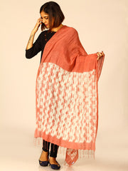 Handloom Brown Woven Shibori Cotton Dupatta - Arteastri
