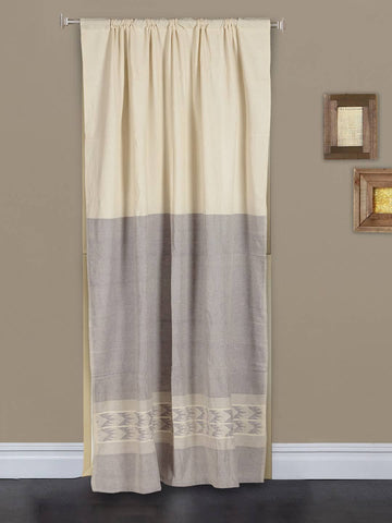 Handloom Cotton Ivory Grey Rod Pocket Door Curtain - Arteastri