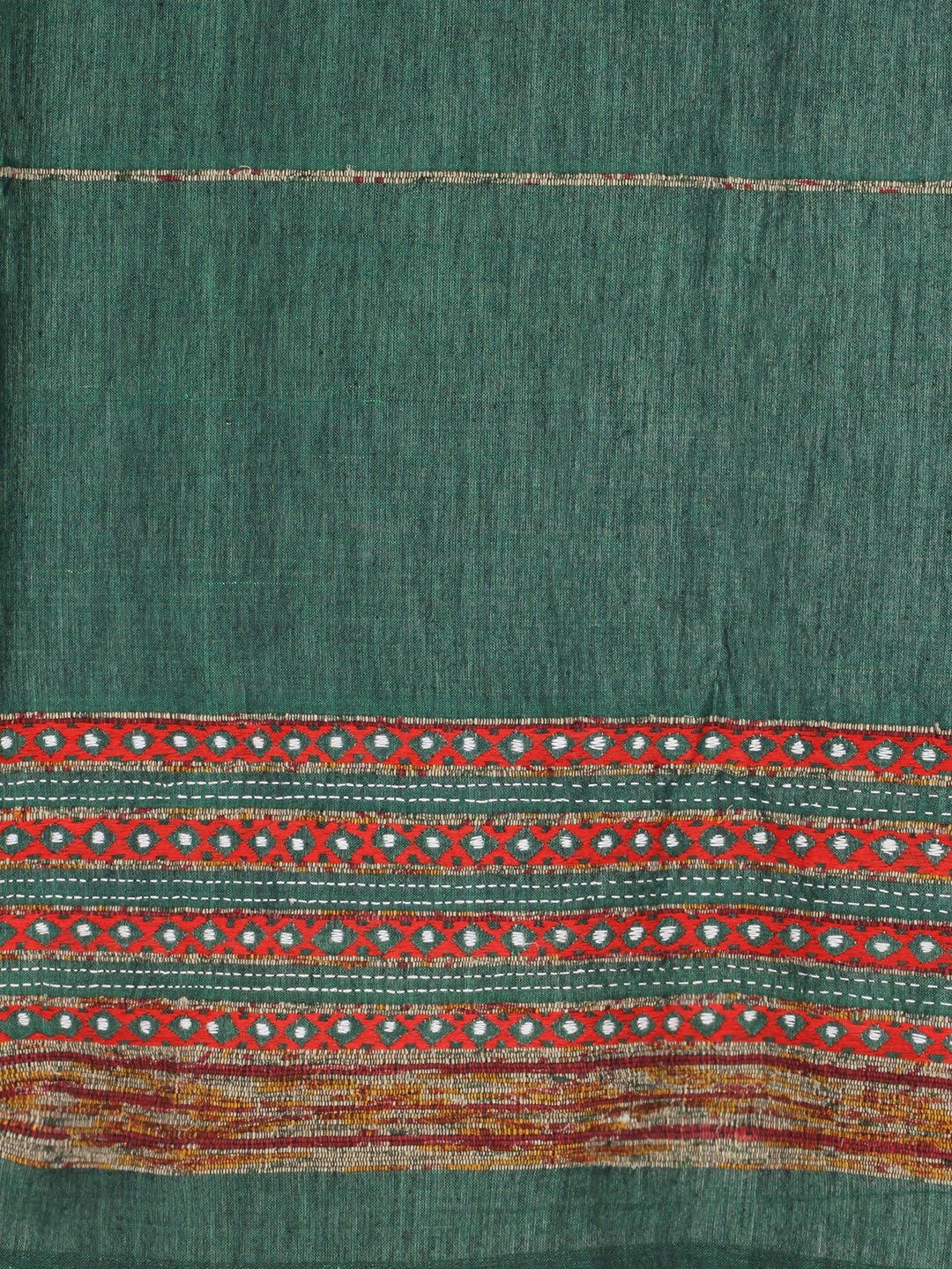 Handloom Cotton Khesh Kantha Green Rod Pocket Window Curtain - Arteastri
