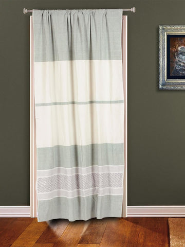 Handloom Cotton Sage Green Rod Pocket Door Curtain - Arteastri