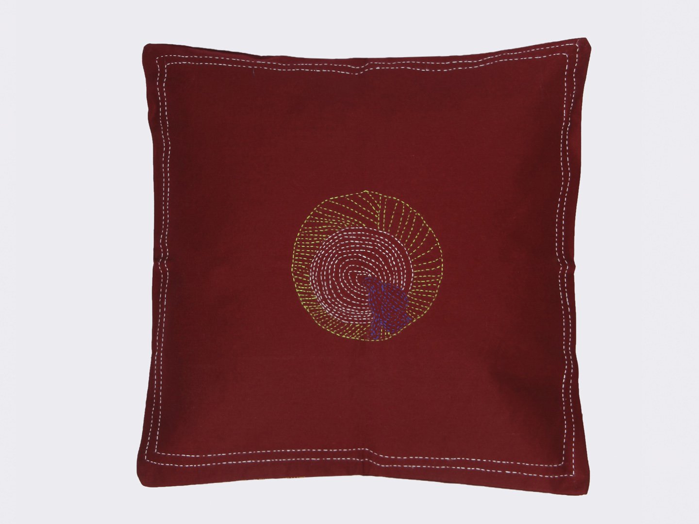 Maroon Handcrafted Kantha Cushion Cover - Arteastri