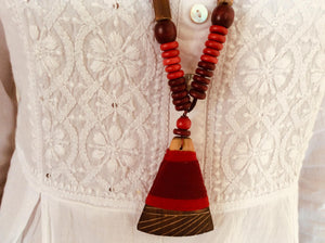 Maroon Red Bamboo Tribal Jewellery Set - Arteastri
