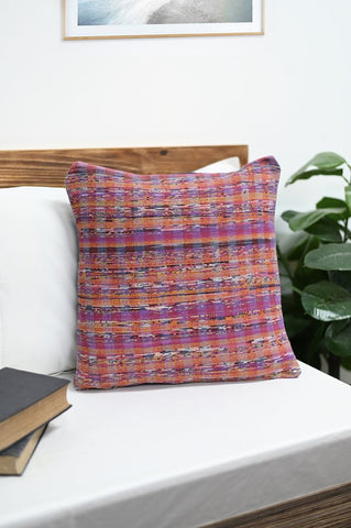 Mauve Red Checked Handloom Khesh Cotton Cushion Cover Cushions Arteastri 