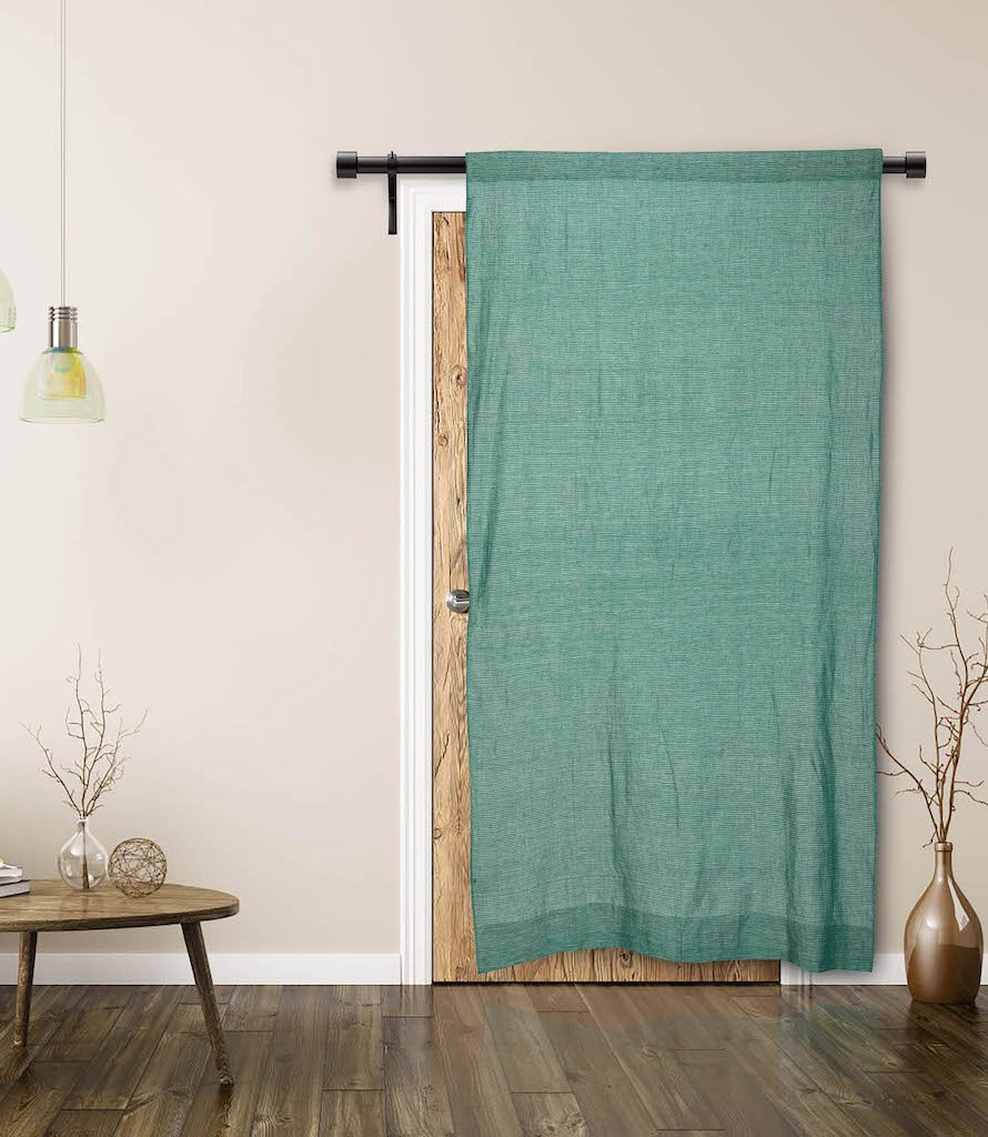 Pure Linen Handloom Green Door Curtain Curtains Arteastri 