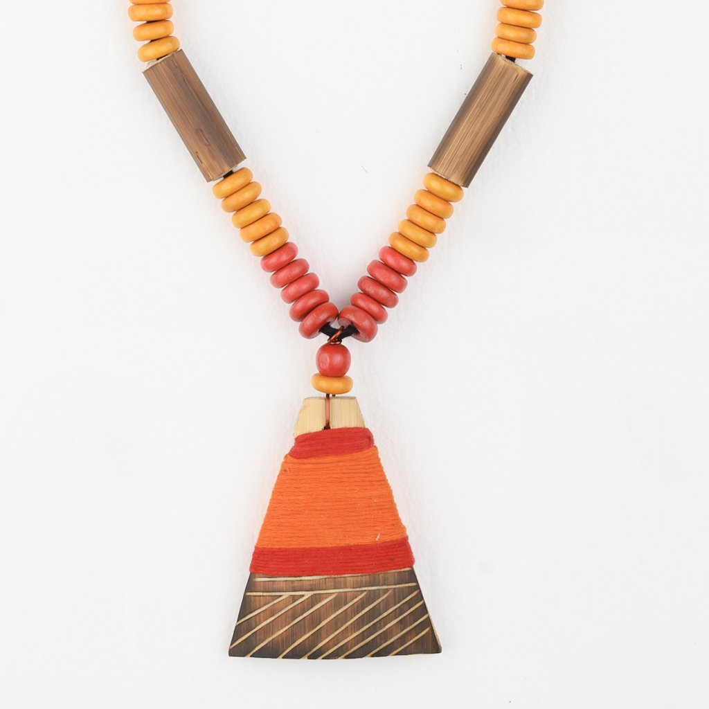Red Orange Bamboo Tribal Jewellery Set JEWELLERY Arteastri 