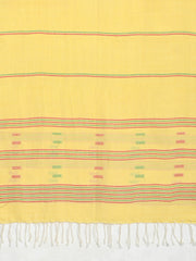 Summery Yellow Red Handloom Cotton Jamdani Stole
