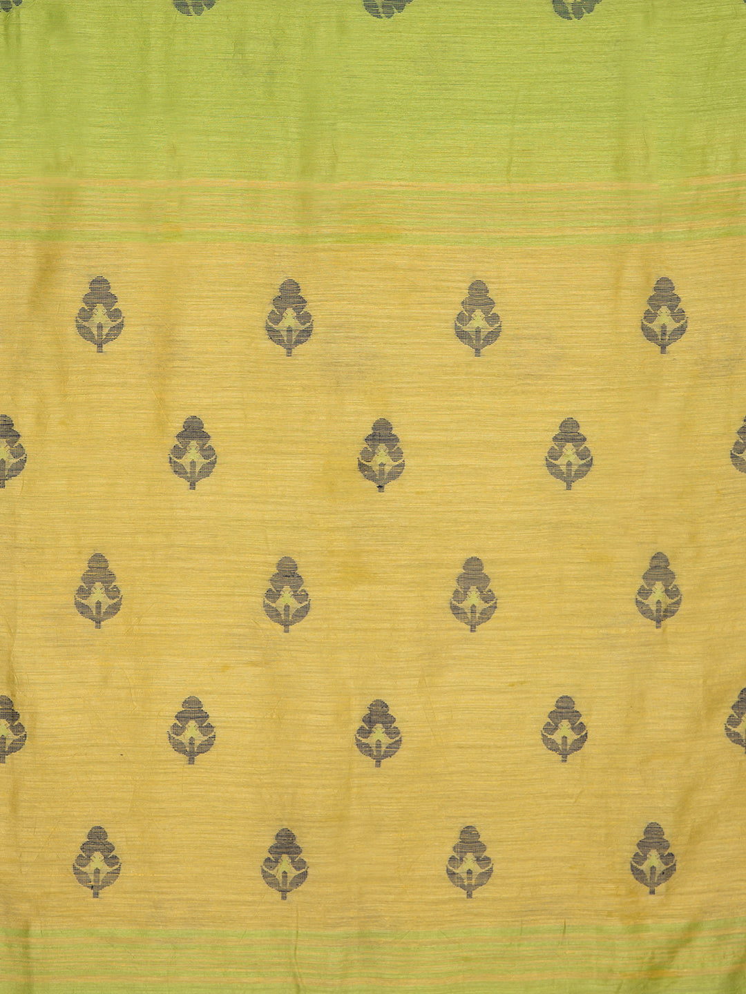Green Yellow Handcrafted Jamdani Silk Saree