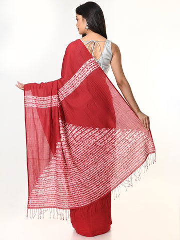 Maroon Woven Shibori Cotton  Saree