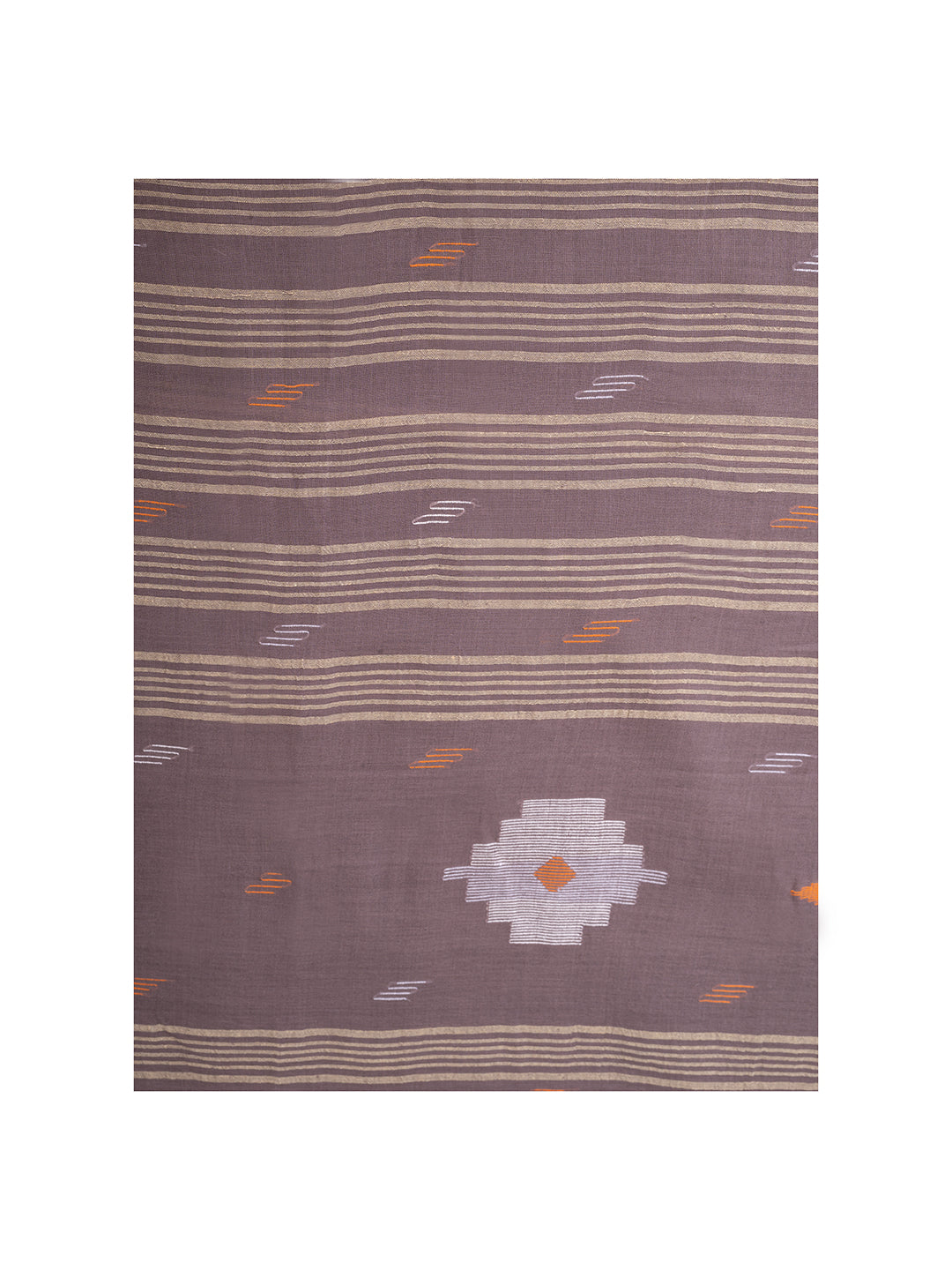 Pale Grey Handcrafted Jamdani Cotton Saree Without Blouse Piece