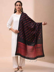 Stunning Handloom Black Red Shibori Silk Dupatta Dupatta Arteastri 
