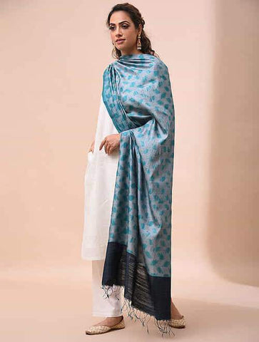 Stylish Teal Blue Shibori Silk Dupatta Dupatta Arteastri 